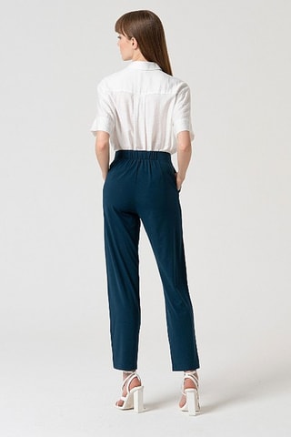 Pantalon droit taille haute - Bleu canard
