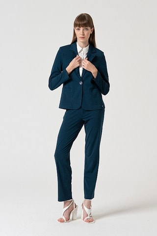 Pantalon droit taille haute - Bleu canard