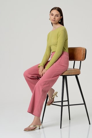 Pantalon large - Rose