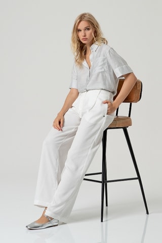 Pantalon taille haute - Blanc