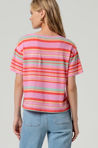T-shirt en coton biologique et lin - Rose