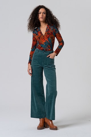 Pantaloni in velluto a vita alta - Blu