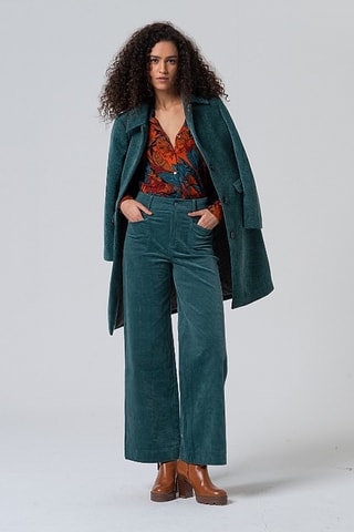 Pantaloni in velluto a vita alta - Blu