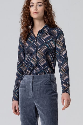 Pantaloni straight in velluto a vita alta - Grigio