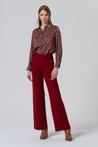 Pantaloni straight a vita alta - Rosso scuro