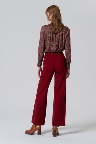 Pantaloni straight a vita alta - Rosso scuro