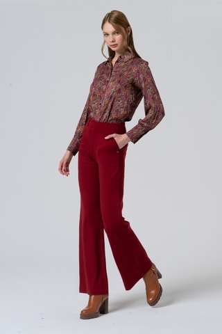 Pantaloni straight a vita alta - Rosso scuro