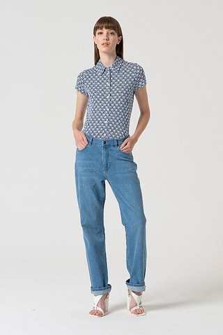 Jean oversize taille haute - Ciel