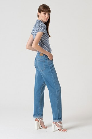 Jean oversize taille haute - Ciel