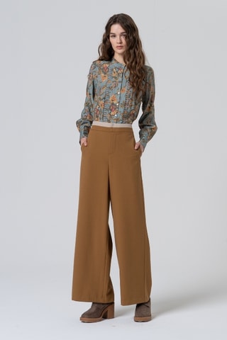 Pantalon ample taille haute - Camel