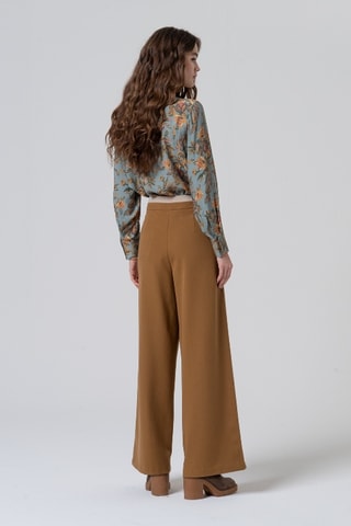 Pantalon ample taille haute - Camel