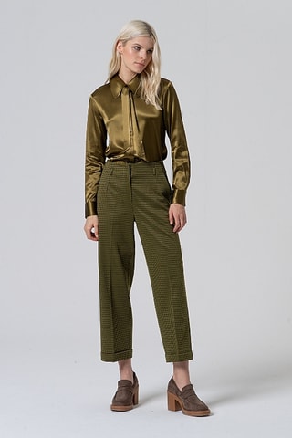 Pantaloni straight a vita alta - Verde