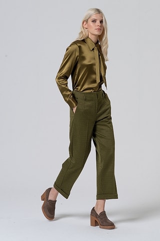 Pantaloni straight a vita alta - Verde