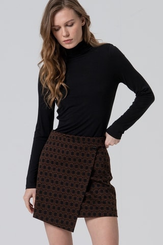 Jupe portefeuille taille haute - Noir