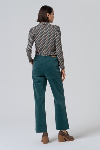 Pantaloni in velluto a vita alta - Blu