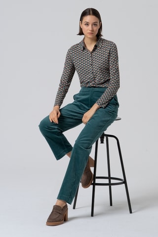 Pantaloni in velluto a vita alta - Blu