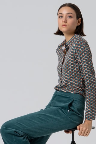 Pantaloni in velluto a vita alta - Blu