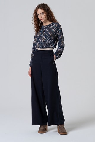 Pantaloni ampi a vita alta - Navy