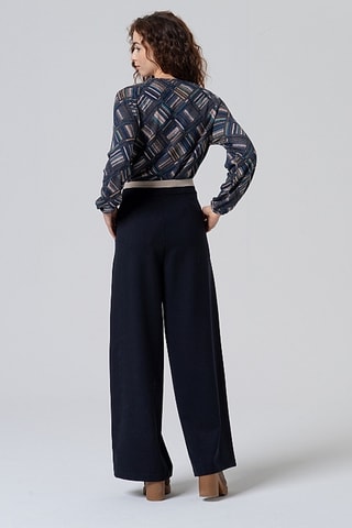 Pantaloni ampi a vita alta - Navy
