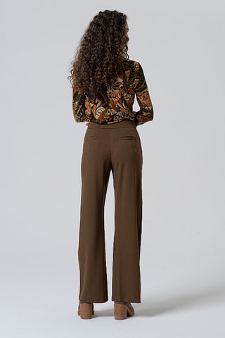 Pantaloni straight a vita alta - Kaki