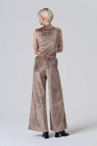 Pantaloni in velluto a vita alta - Beige