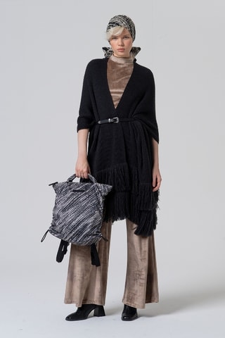Pantaloni in velluto a vita alta - Beige