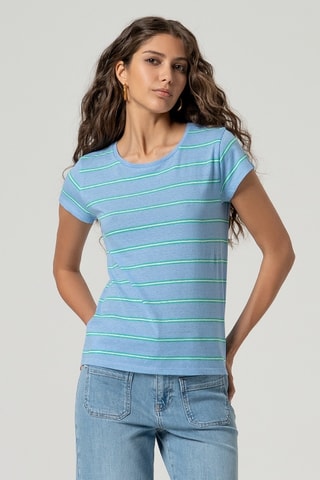 T-shirt en coton biologique et lin - Ciel