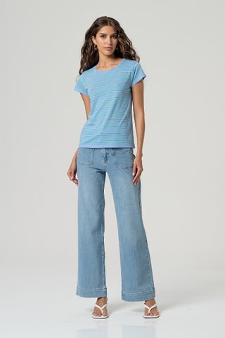 T-shirt en coton biologique et lin - Ciel