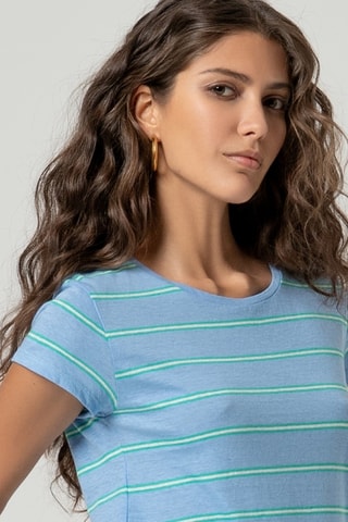 T-shirt en coton biologique et lin - Ciel
