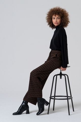 Pantaloni straight a vita alta - Nero