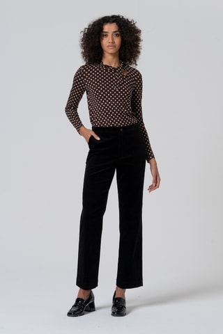 Pantaloni in velluto a vita alta - Nero