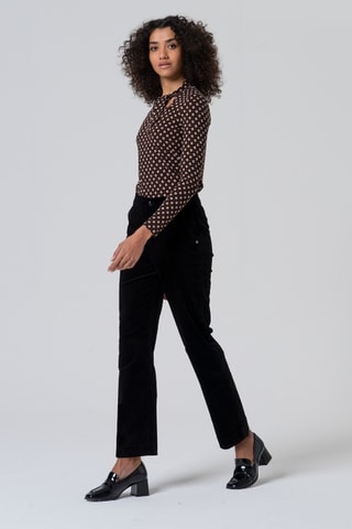 Pantaloni in velluto a vita alta - Nero