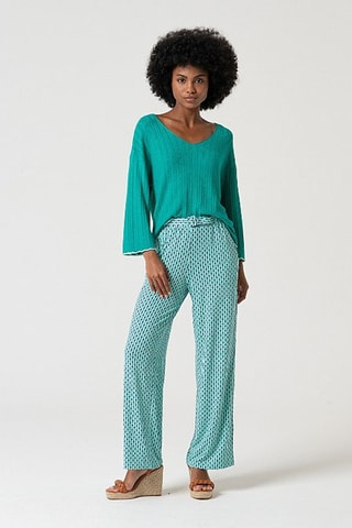 Pantalon droit taille haute - Turquoise