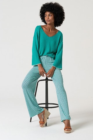 Pantalon droit taille haute - Turquoise