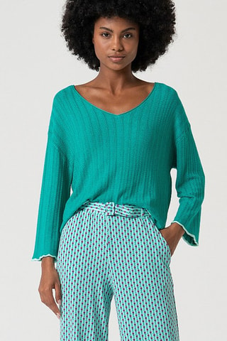 Pantalon droit taille haute - Turquoise