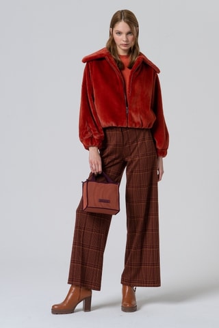 Pantaloni straight a vita alta - Arancione scuro