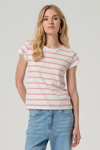 T-shirt en coton biologique et lin - Blanc