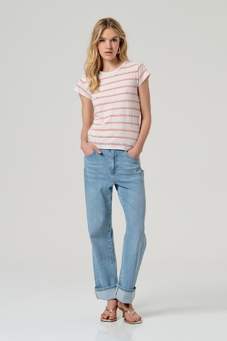 T-shirt en coton biologique et lin - Blanc