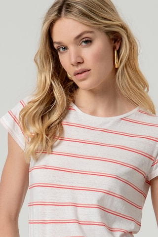 T-shirt en coton biologique et lin - Blanc