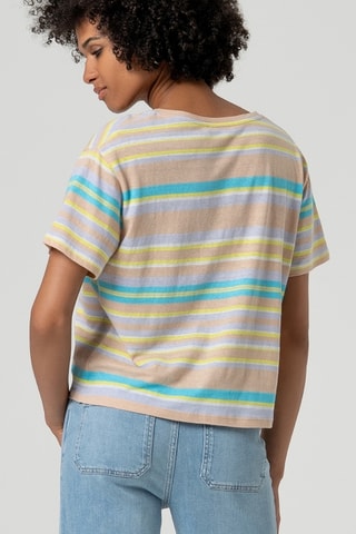 T-shirt en coton biologique et lin - Beige