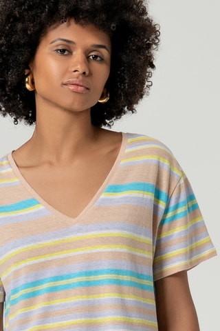 T-shirt en coton biologique et lin - Beige