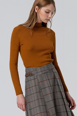 Jupe portefeuille taille haute - Camel