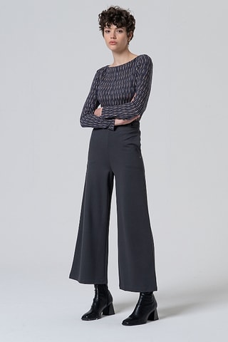 Pantaloni ampi a vita alta - Grigio scuro