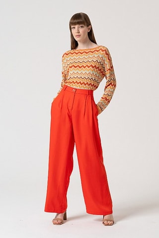 Pantalon ample taille haute - Orange