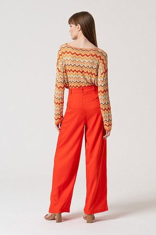 Pantalon ample taille haute - Orange