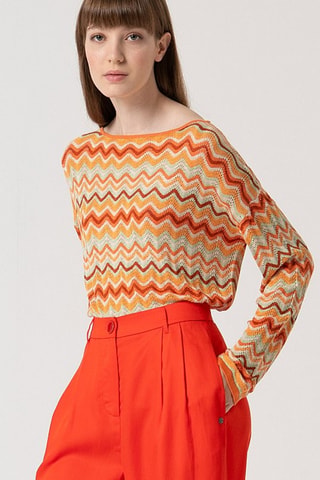 Pantalon ample taille haute - Orange