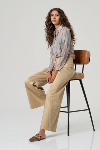 Pantalon taille haute - Beige