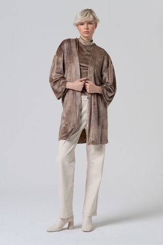 Kimono in velluto - Beige
