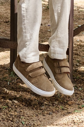 Zapatillas de piel de serraje nobuk - Marrón