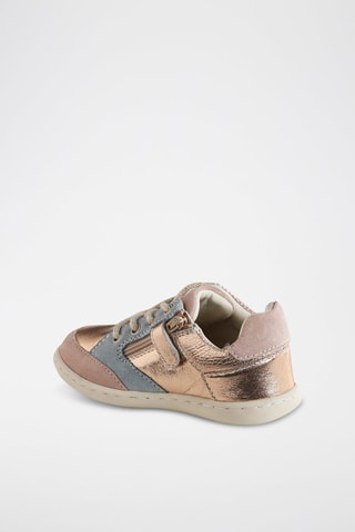 Zapatillas de piel - Rosa y dorado